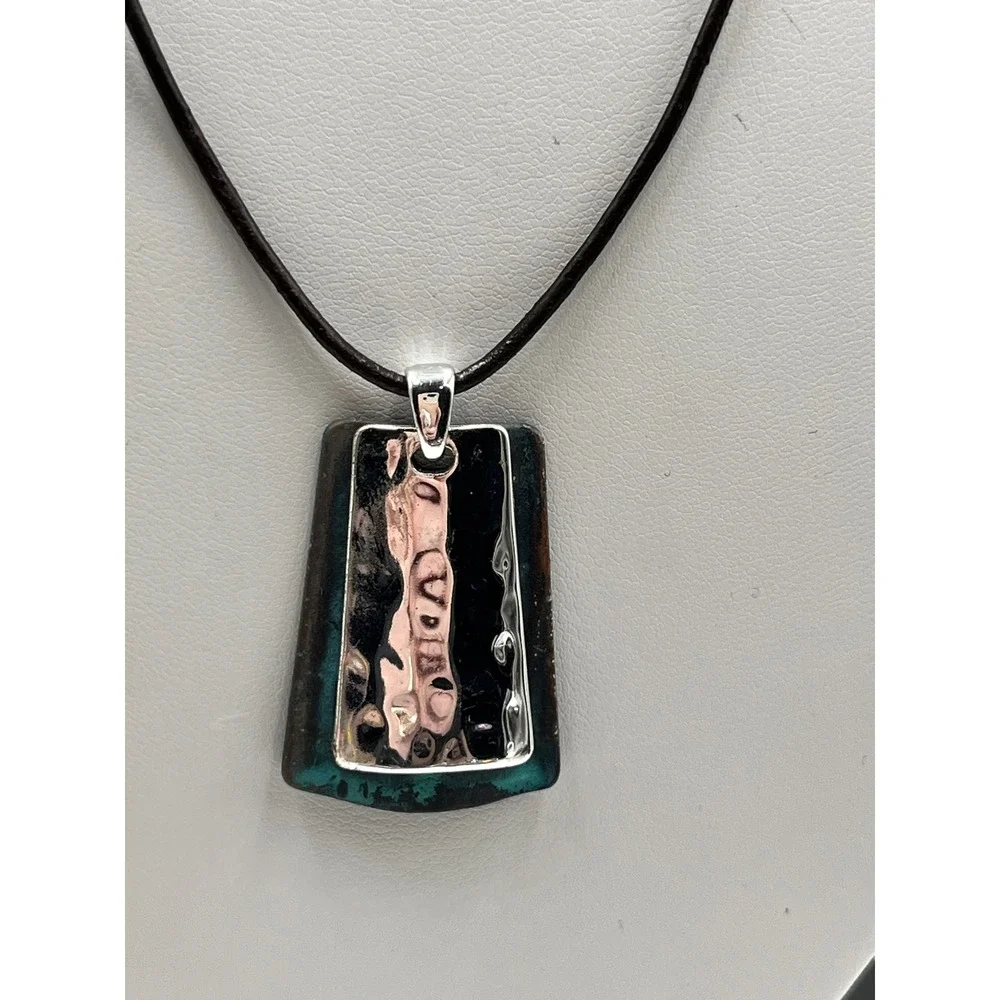 Robert Lee Morris Silver & leather charm chain Two Tone Necklace - Picture 2 of 11